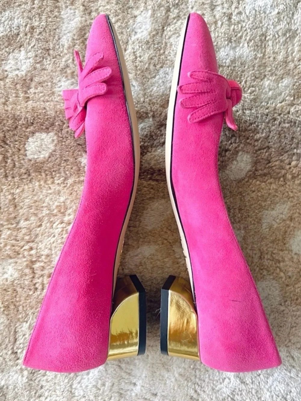 Charlotte Olympia Lady Like Point Toe Shoes Pink Suede Size 38